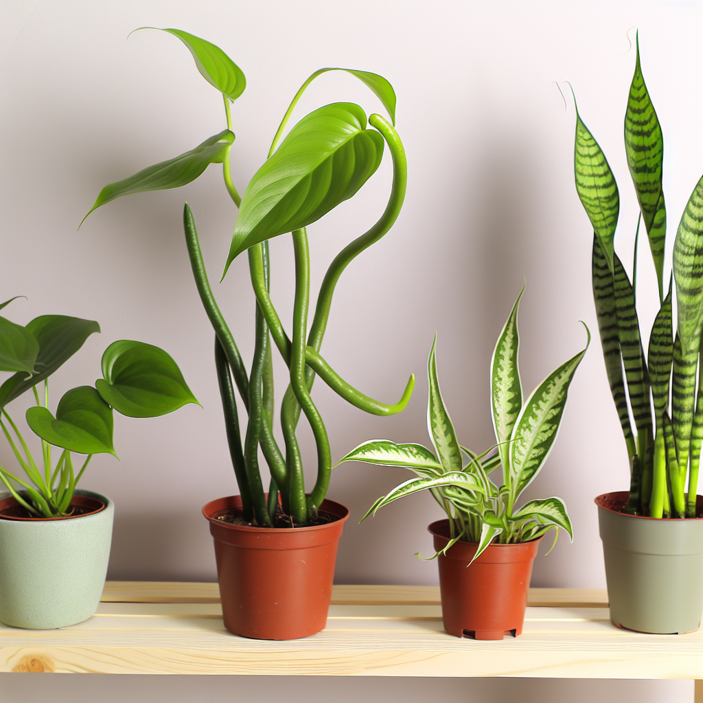 A collection of beginner-friendly plants like Snake Plant and Pothos.
