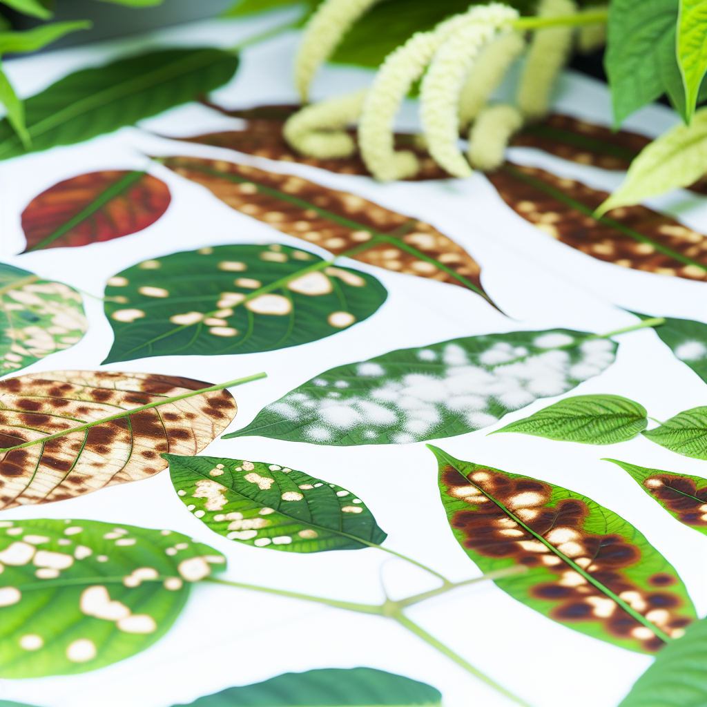 A leaf with powdery mildew.