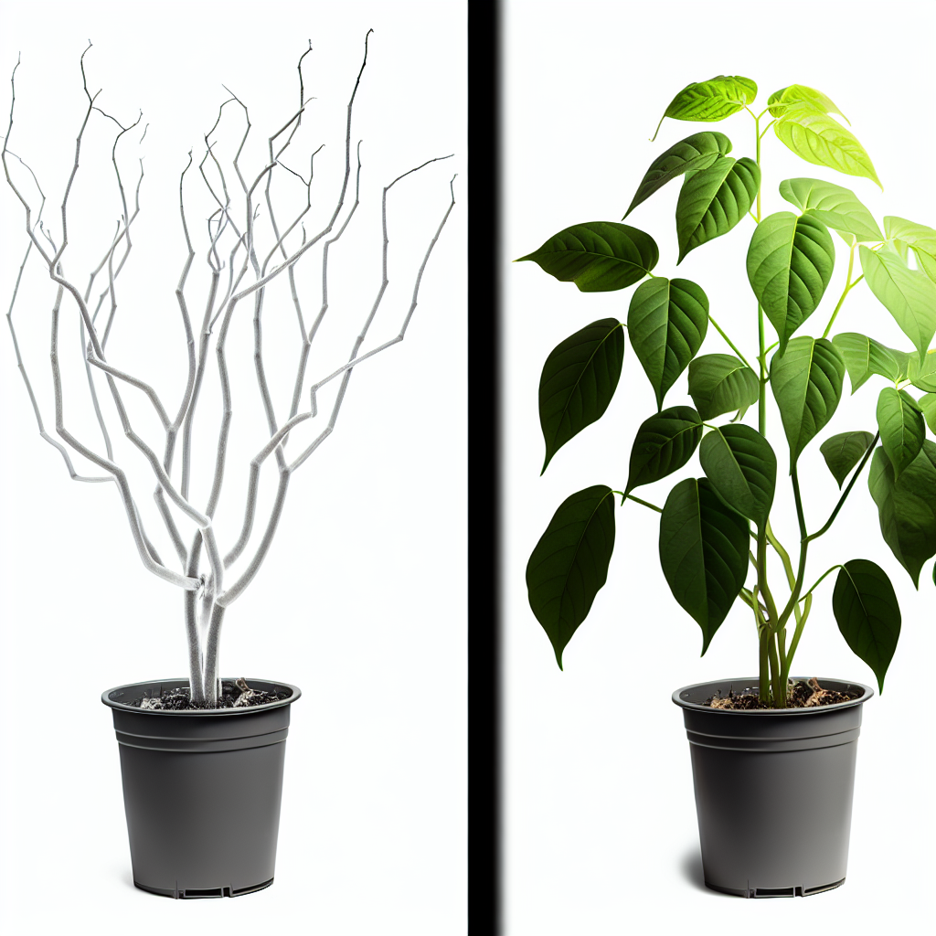 A leggy plant stretching towards a window.