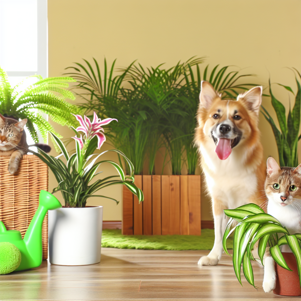 Pet-friendly houseplants in a home with a cat.