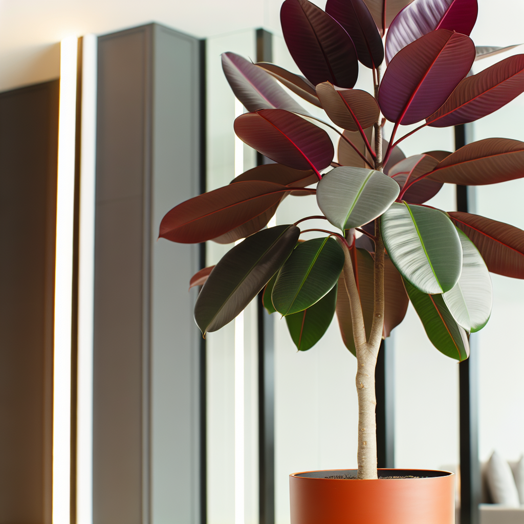 A tall Rubber Plant.