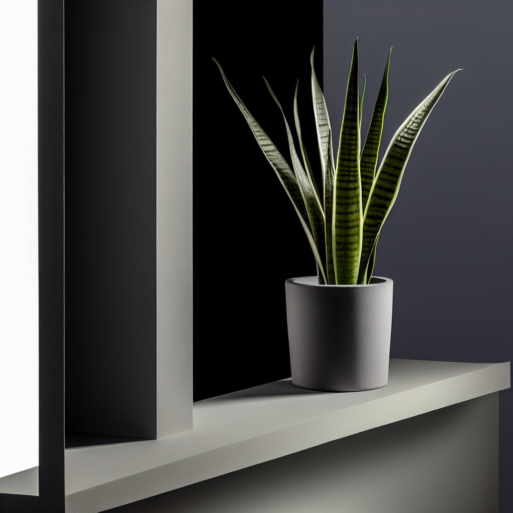 A tall, healthy Snake Plant in a modern pot.