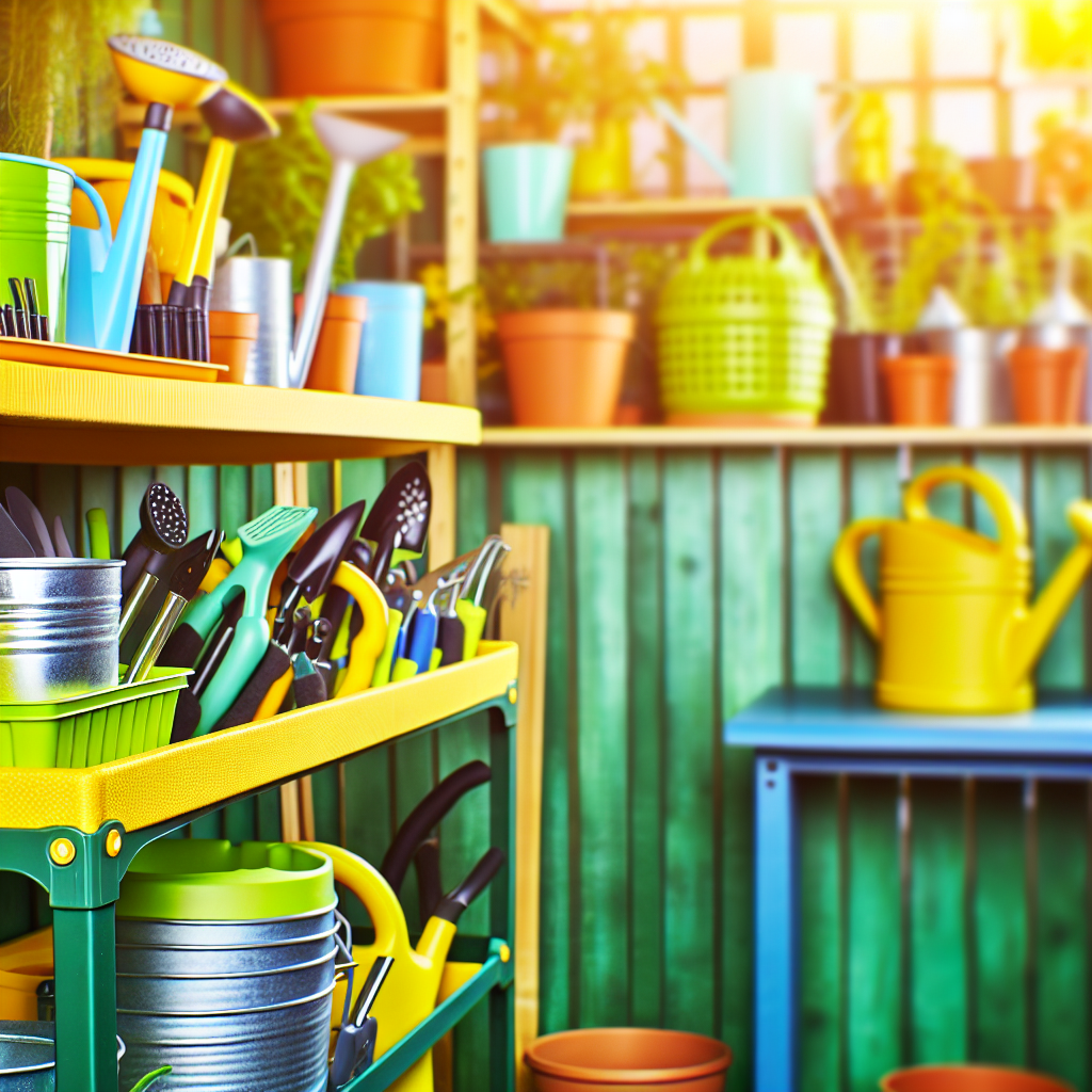Organized plant care supplies.